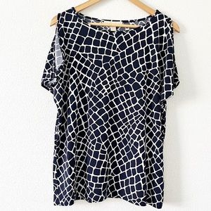 Michael Kors Geometrical Print Cold Shoulder Short Sleeve Top
